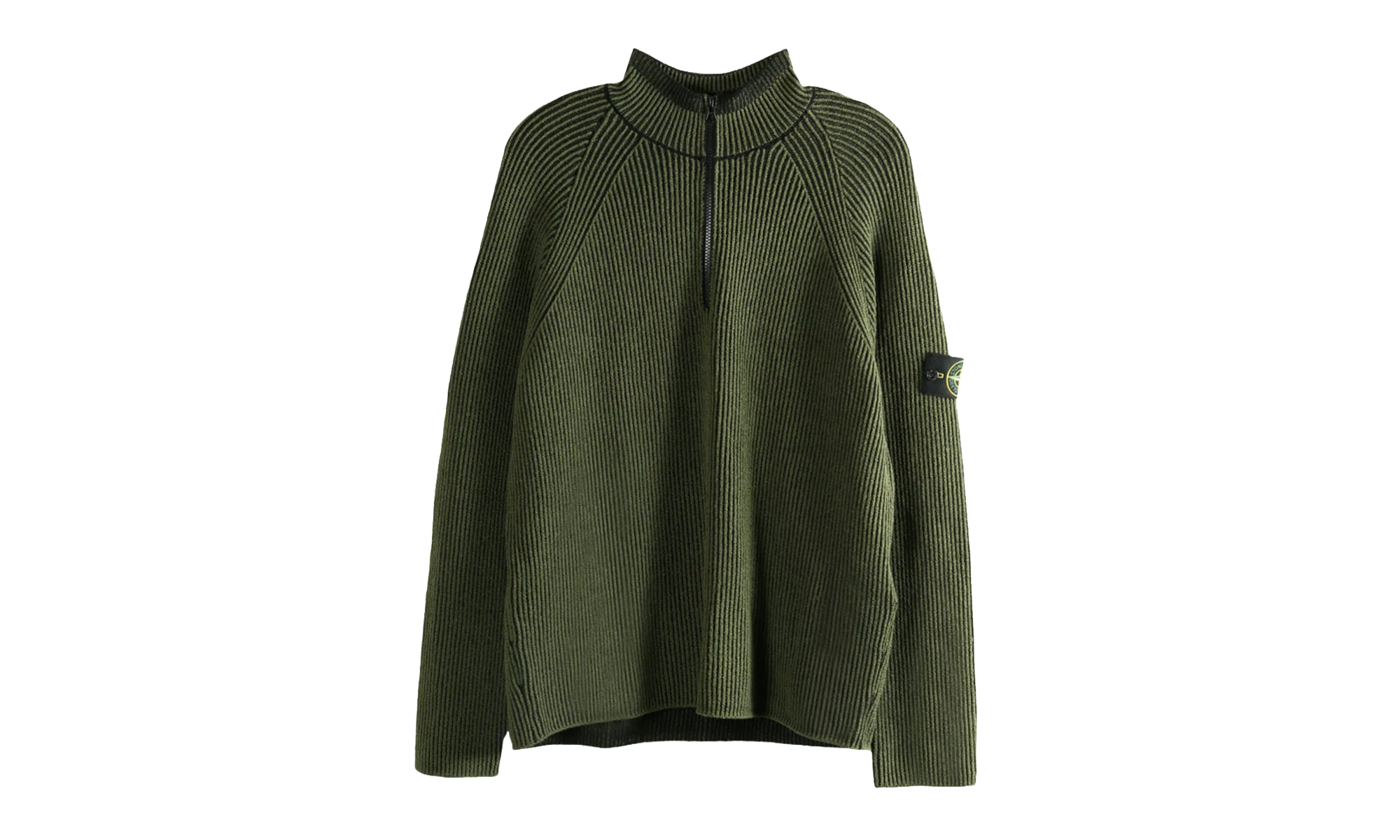 Half Zip Ribbed Polo Shirt "Military Green" 5100024 S00L7 V0054