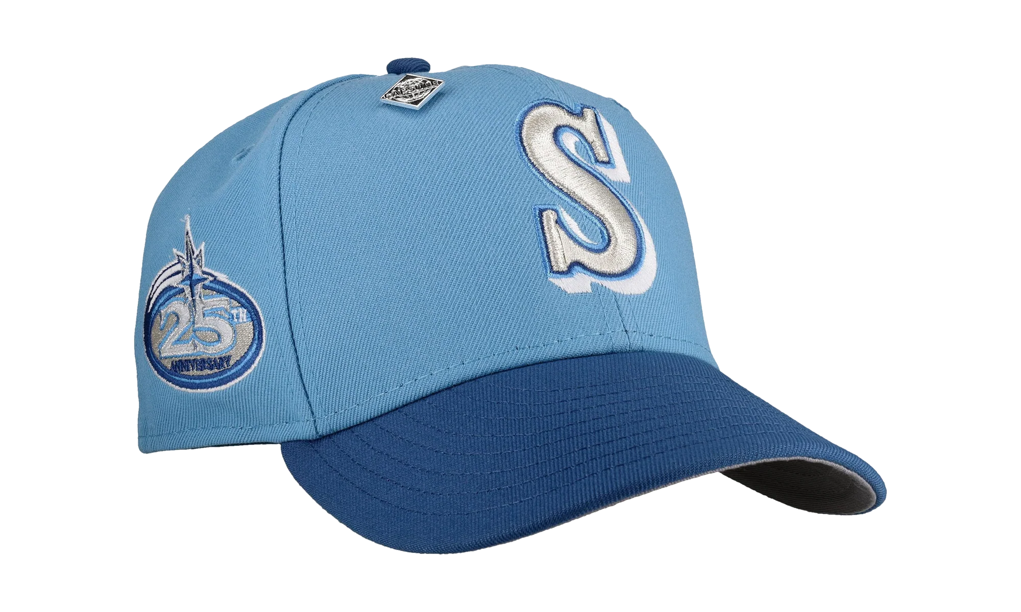 59FIFTY Seattle Mariners 25th Anniversary Fitted Hat "Light Blue Royal Metallic" NE371