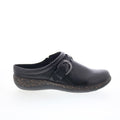 Aetrex Libby DM200 Womens Black Wide Leather Slip On Clogs Flats Shoes