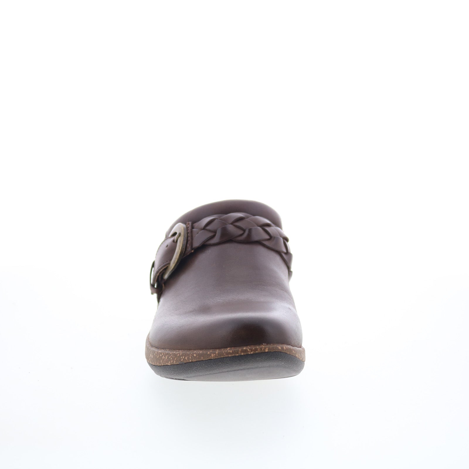 Aetrex Libby DM202W Womens Brown Leather Slip On Clog Flats Shoes
