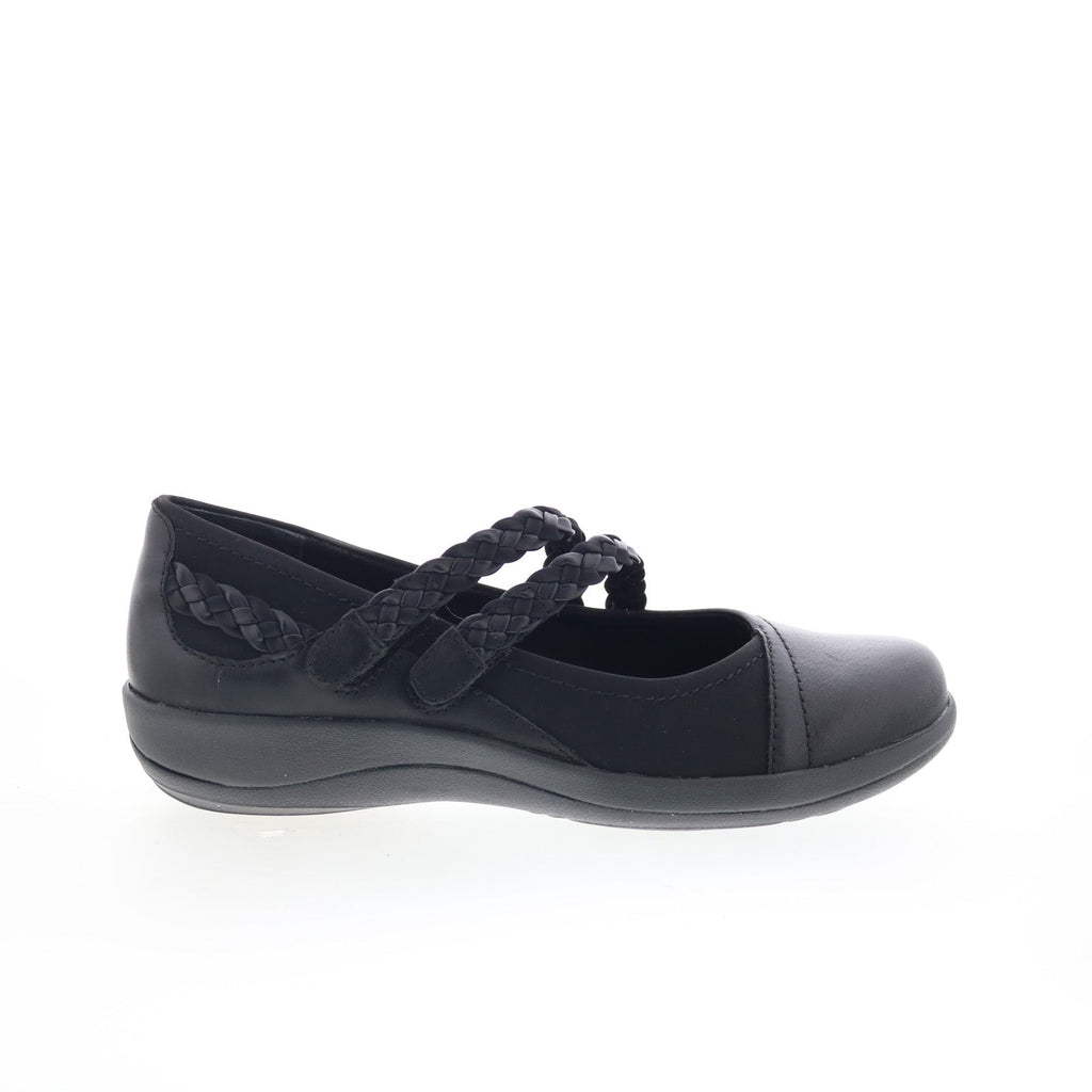 Aetrex Annie DM450 Womens Black Leather Strap Mary Jane Flats Shoes