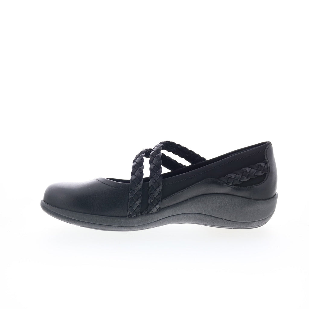 Aetrex Annie DM450 Womens Black Leather Strap Mary Jane Flats Shoes