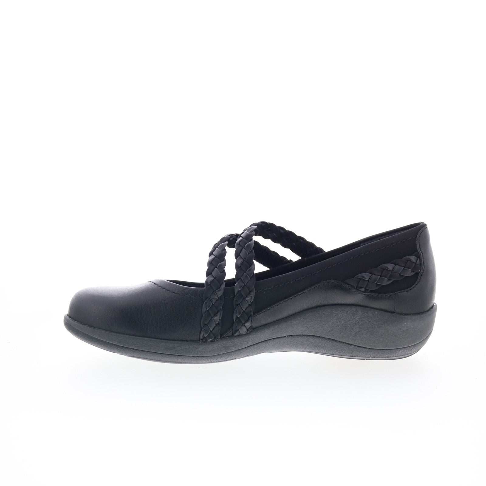 Aetrex Annie DM450 Womens Black Leather Strap Mary Jane Flats Shoes