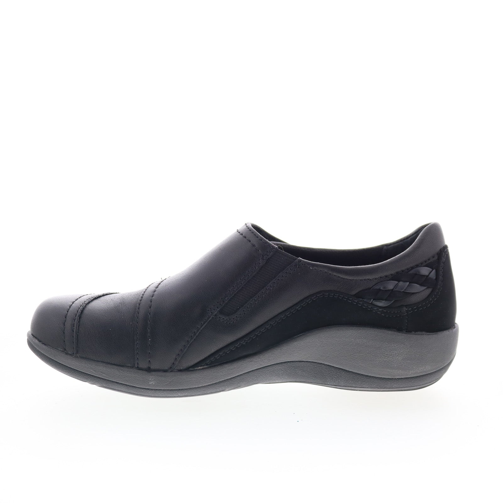 Aetrex Karina DM500 Womens Black Leather Strap Lifestyle Sneakers Shoes