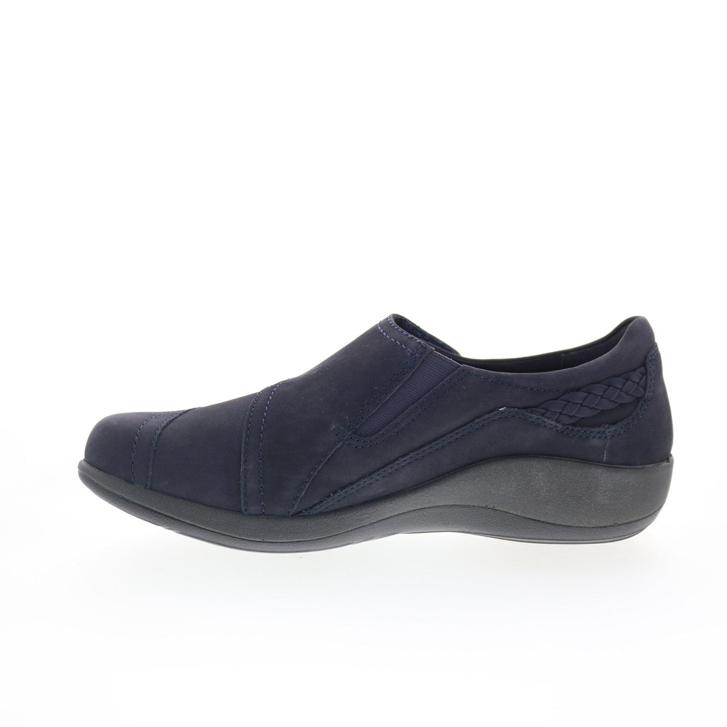 Aetrex Karina DM505 Womens Blue Wide Leather Loafer Flats Shoes