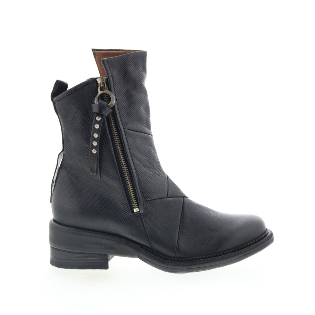 Stratford Womens Black Leather Zipper Casual Dress Boots
