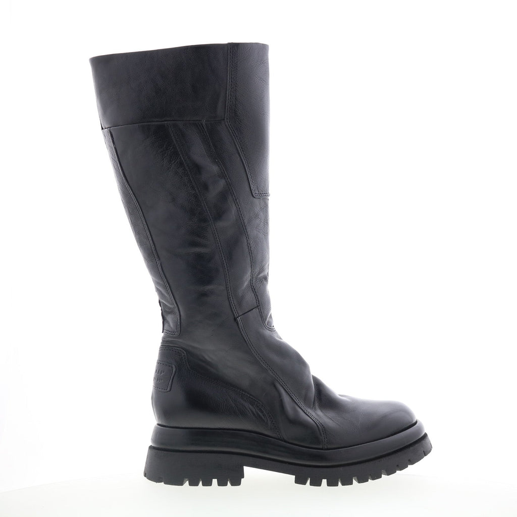 Dulcie Womens Black Leather Zipper Knee High Boots