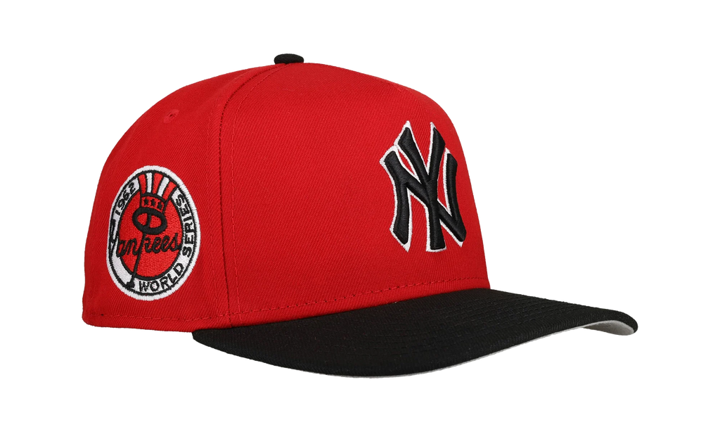 9FIFTY New York Yankees 1962 World Series A Frame Snapback Hat "Red / Black" NE236