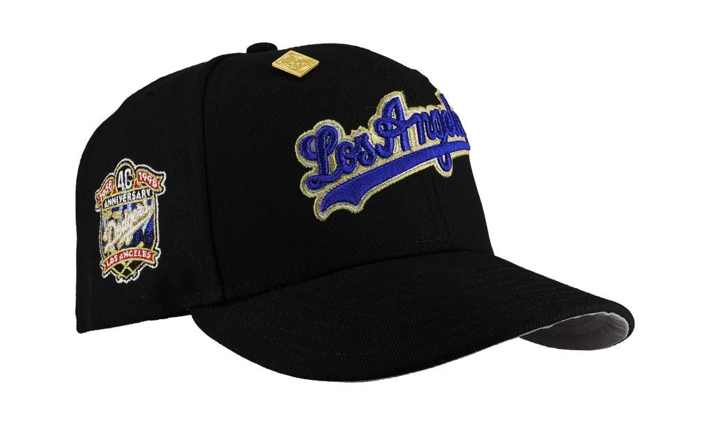 59FIFTY Los Angeles Dodgers 40th Anniversary Fitted Hat "Black Dome - Metallic Script" 123451299828