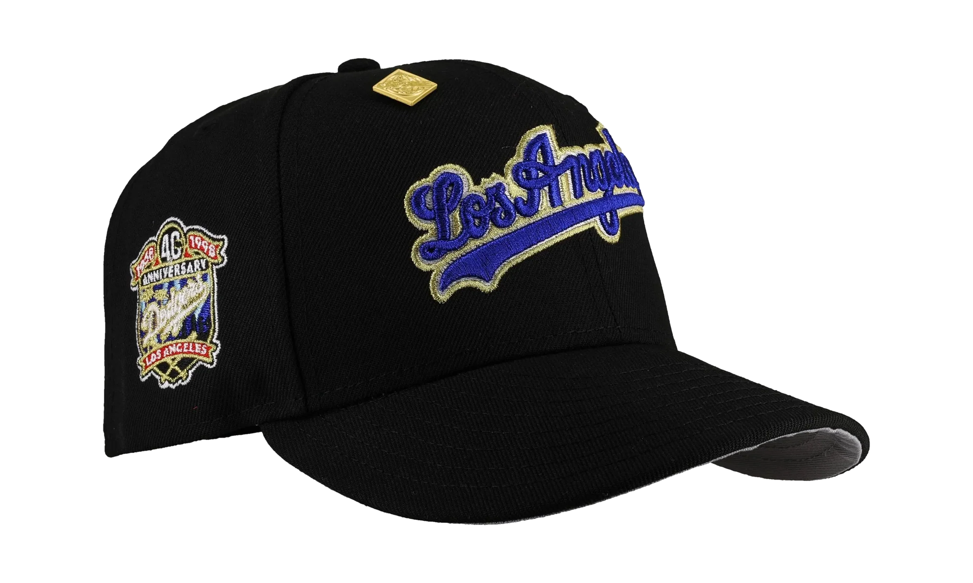59FIFTY Los Angeles Dodgers 40th Anniversary Fitted Hat "Black Dome - Metallic Script" 123451299828