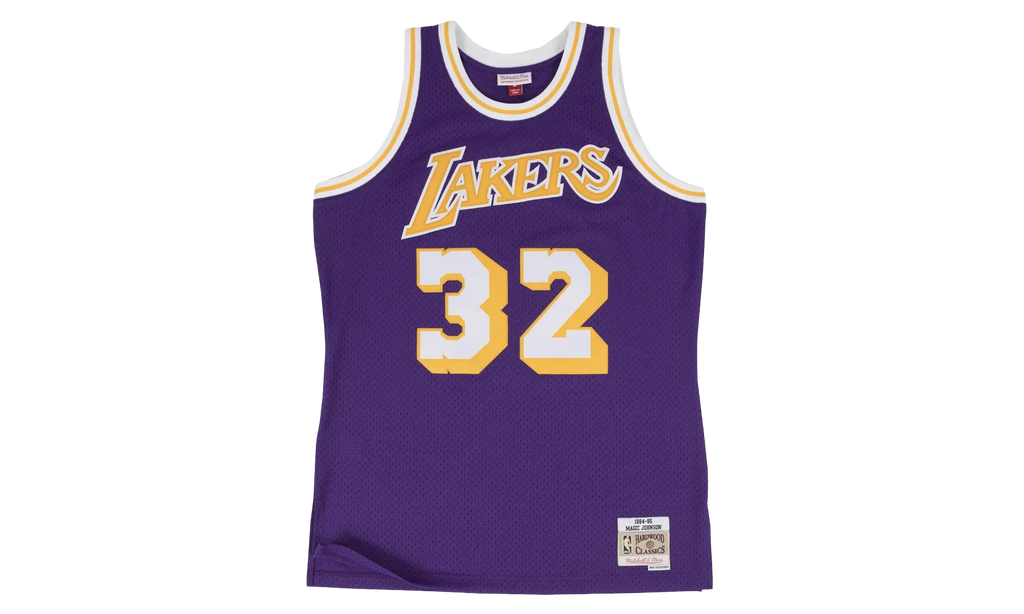 NBA Magic Johnson Swingman Road Jersey "1984 Los Angeles Lakers - Purple" SMJYGS18176 LALPURP84EJH