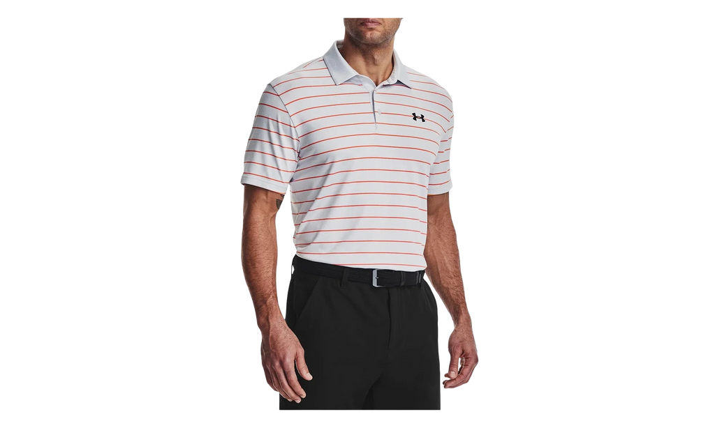Playoff 3.0 Stripe Polo "Halo Gray / Orange Blast" 1378676 014