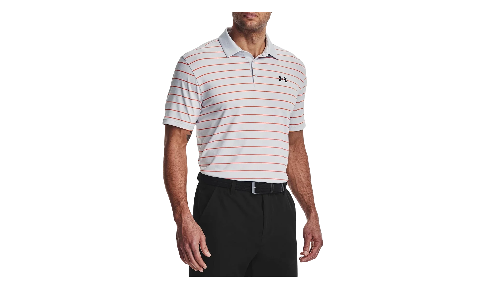 Playoff 3.0 Stripe Polo "Halo Gray / Orange Blast" 1378676 014