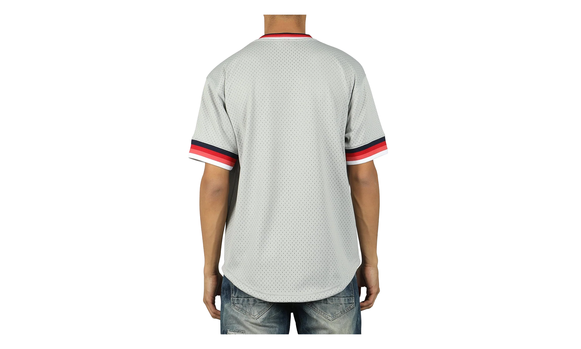 MLB Mesh V-Neck Tee "Boston Red Sox - Grey" MSPOAJ18001 BRSGREY1