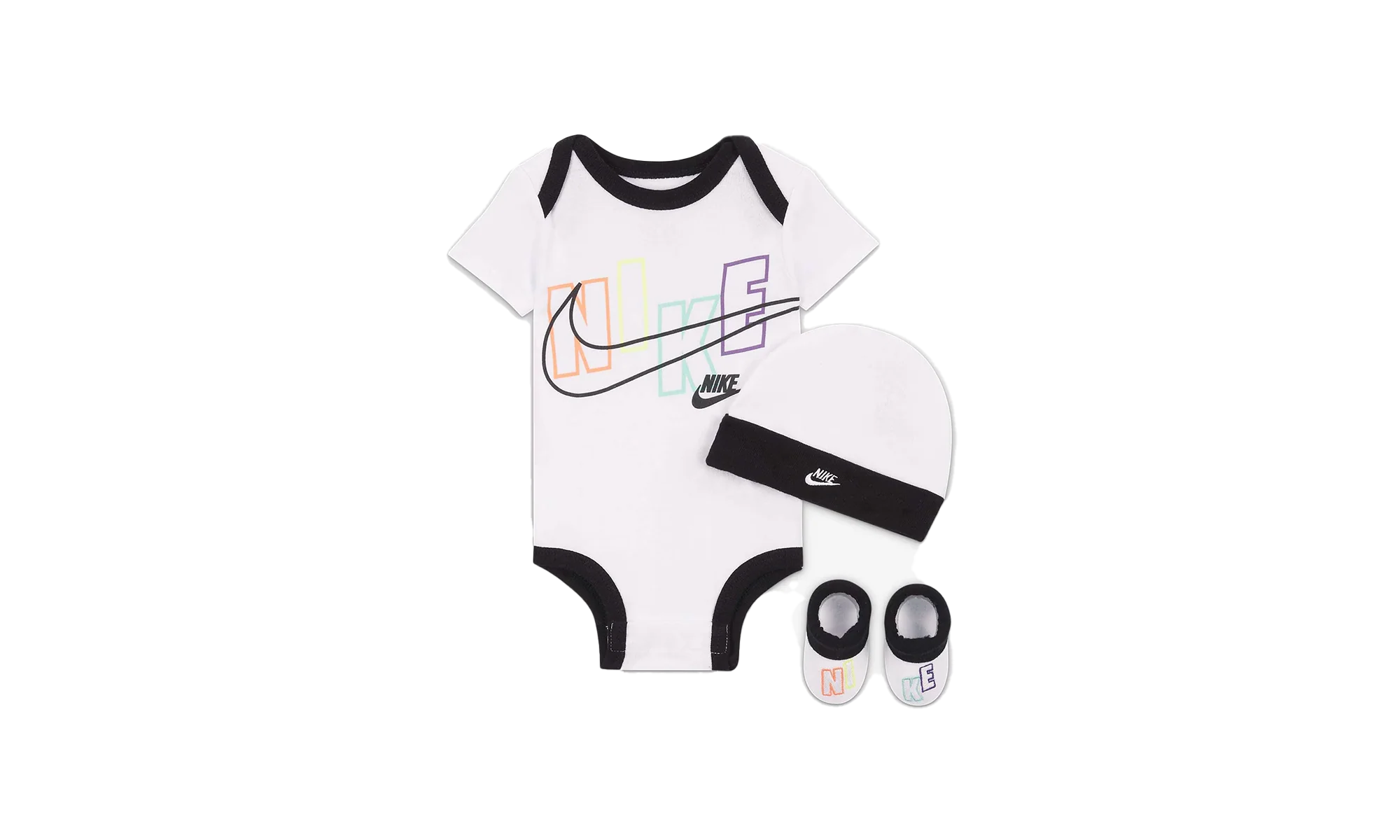 Baby Bodysuit, Hat and Booties 3-PC Box Set "White / Black" NN0648 001