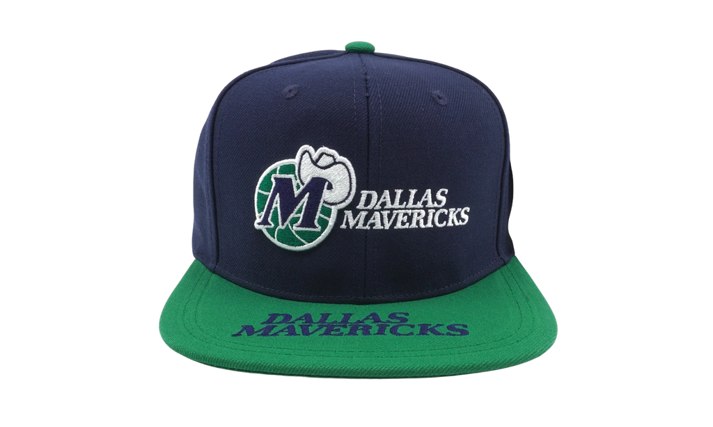 NBA Hardwood Classics Logo Bill Snapback Cap "Dallas Mavericks - Blue / Green" HHSS4528 DMAYYPPPBLGN
