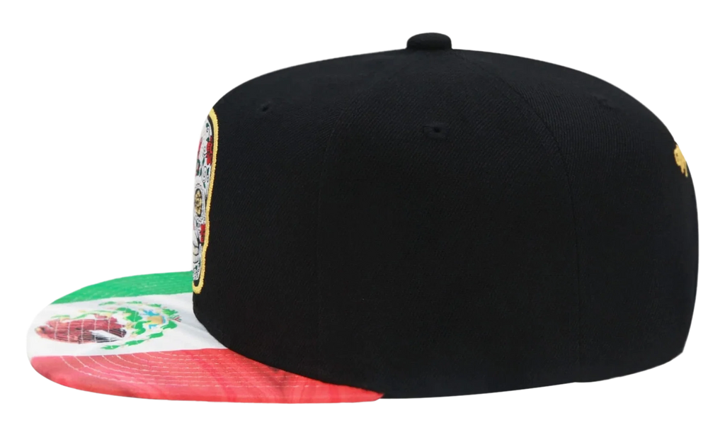 Branded Sugar Skull Snapback Cap "Mexican Flag - Black" 6HSSTD17414 MNNBLCK