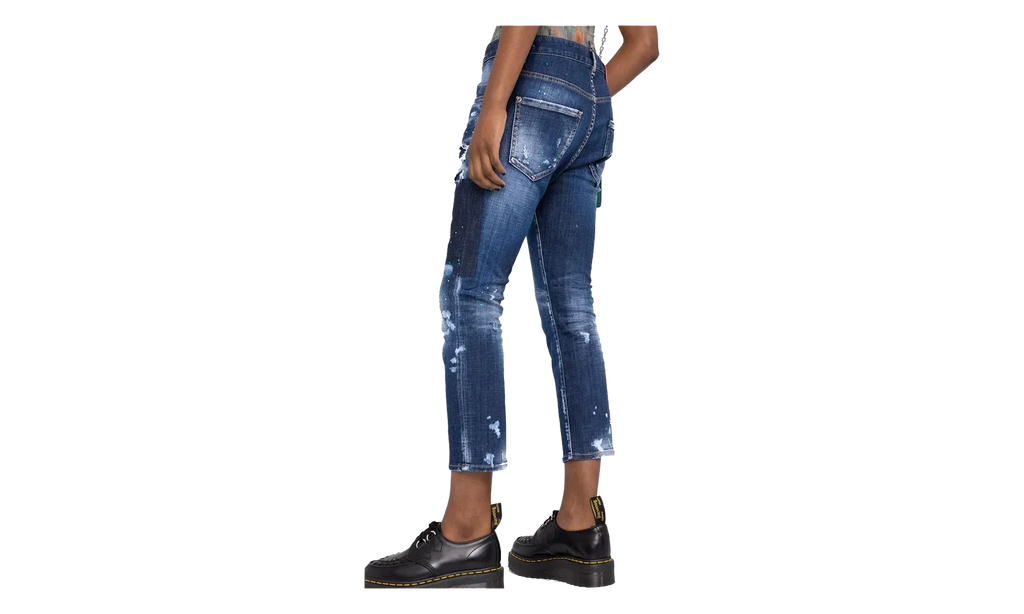 Dark Tiffany Spots Wash Cool Girl Cropped Jeans WMNS "Blue" S72LB0548S30342470