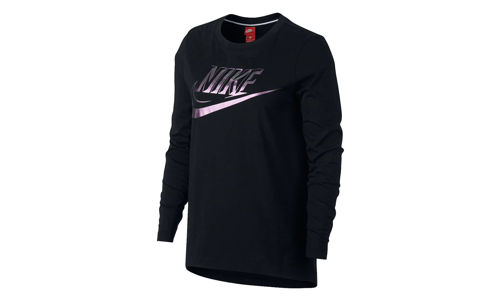 Foil Swoosh Logo Long Sleeve T-Shirt WMNS"Black/ Purple" 874120 010