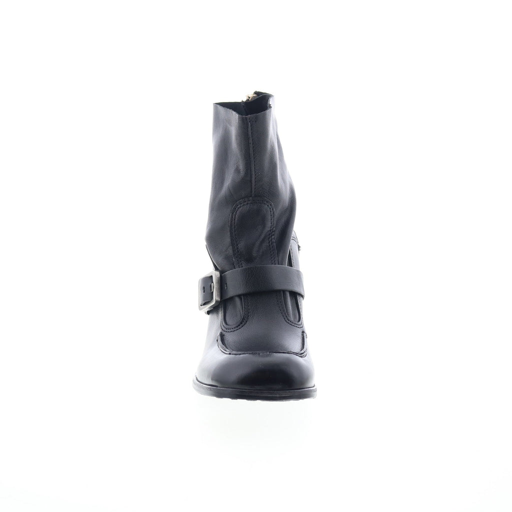 Eddie Womens Black Leather Zipper Casual Dress Boots