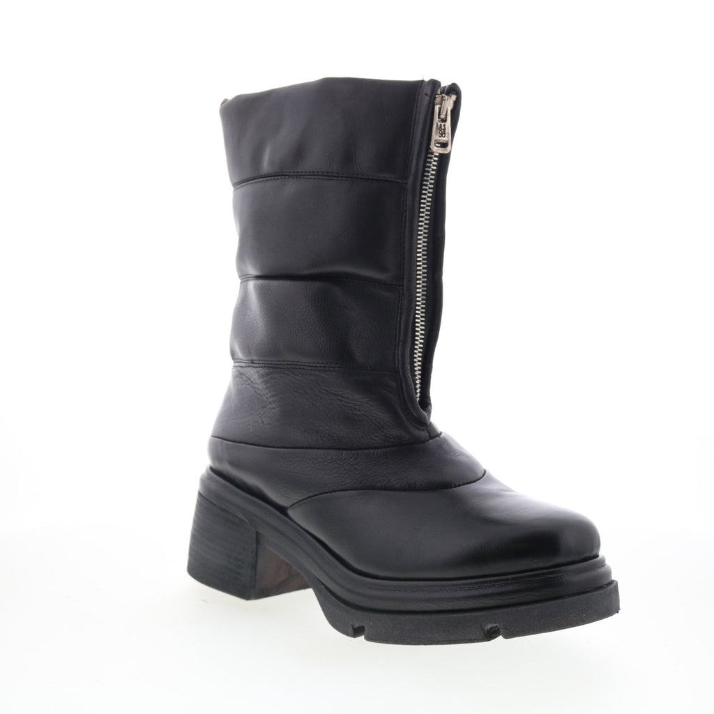 Edwin Womens Black Leather Zipper Casual Dress Boots