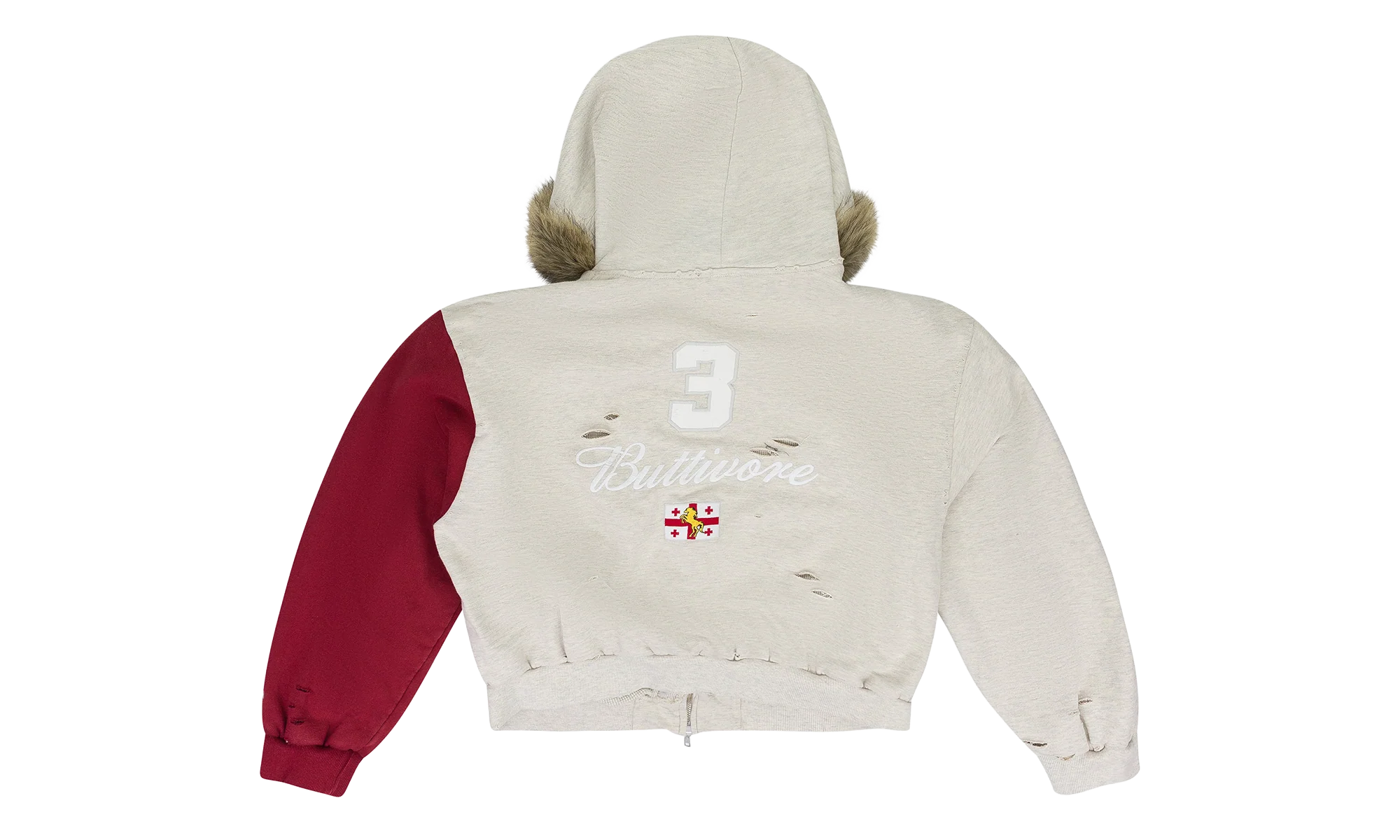 Buttivore Fur Lined Zip Hoodie "Oatmeal Melange" PI00006