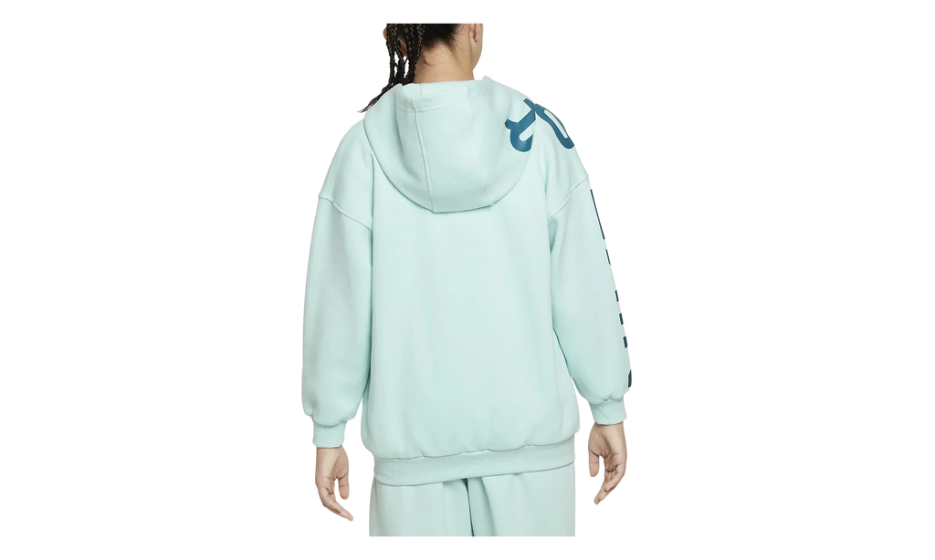 Air Club Fleece Girls' Oversized Full-Zip Hoodie GS "Jade Ice / Geode Teal" FD2960 346