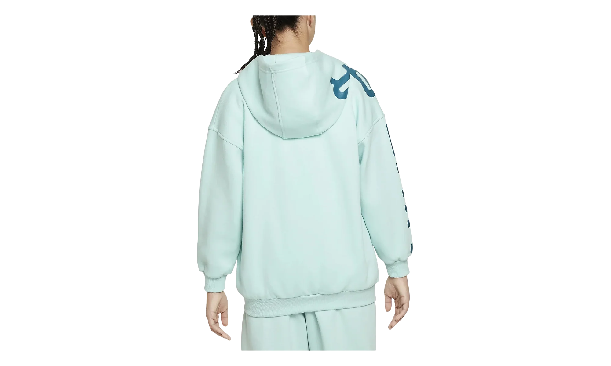 Air Club Fleece Girls' Oversized Full-Zip Hoodie GS "Jade Ice / Geode Teal" FD2960 346