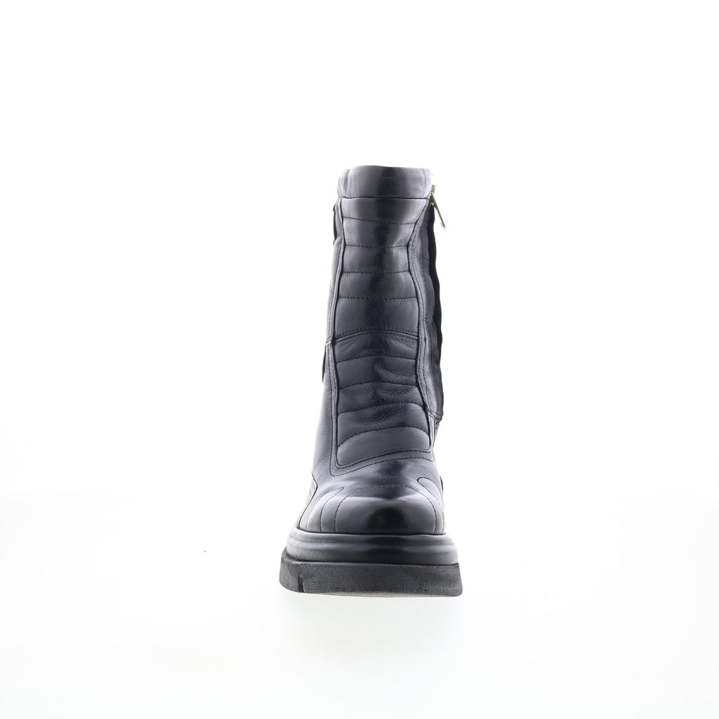 Ethel Womens Black Leather Zipper Casual Dress Boots