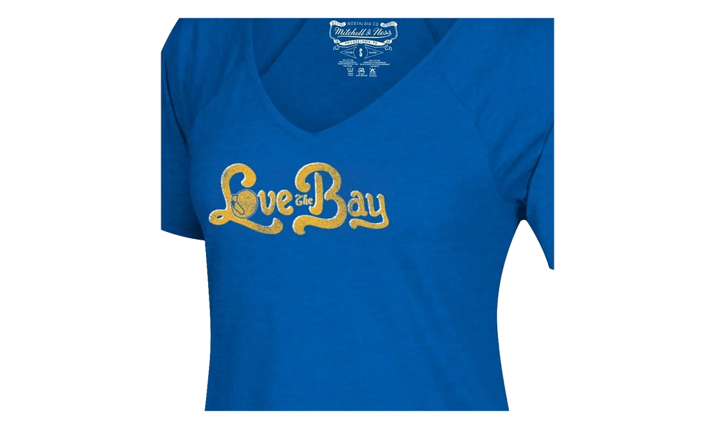 NBA Love The Bay V-Neck T-Shirt WMNS "Golden State Warriors - Royal" BWVTBA18253 GSWROYA