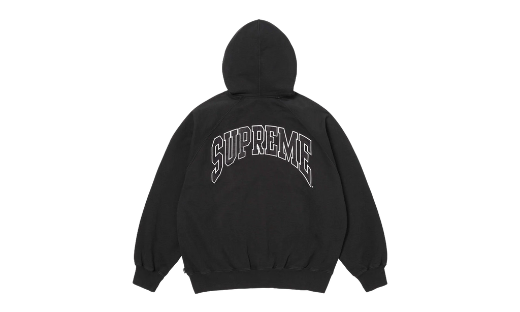Cracked Raglan Zip Up Hooded Sweatshirt "SS26 - Black" SU27504