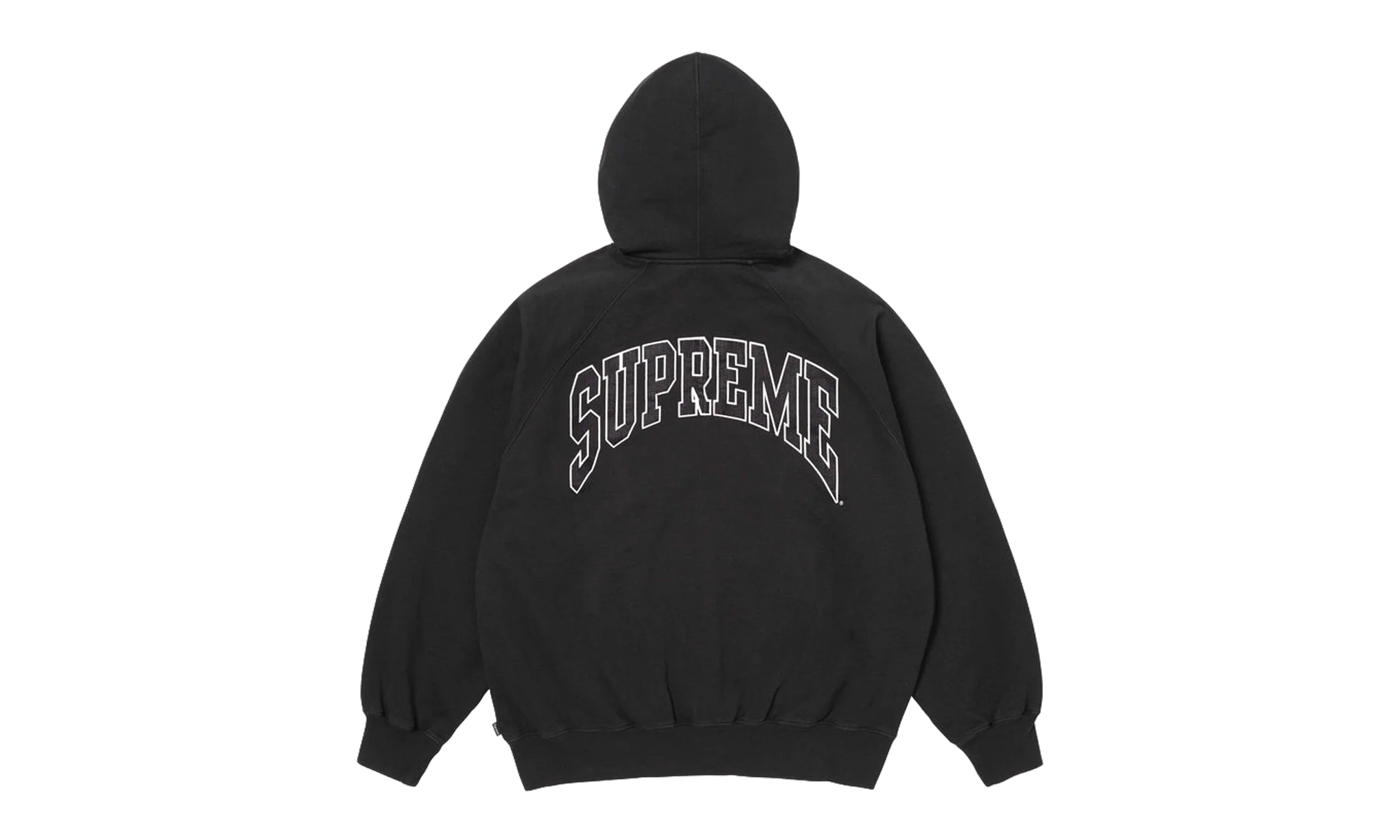 Cracked Raglan Zip Up Hooded Sweatshirt "SS26 - Black" SU27504