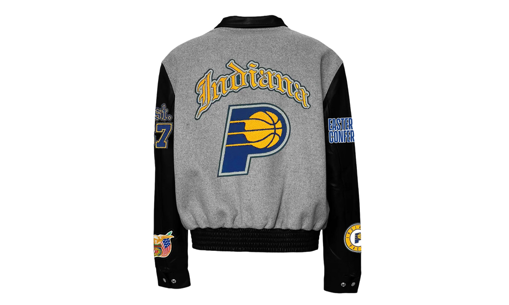 Wool & Leather Old English Varsity Jacket "Indiana Pacers" NBA 004GRY PACERS