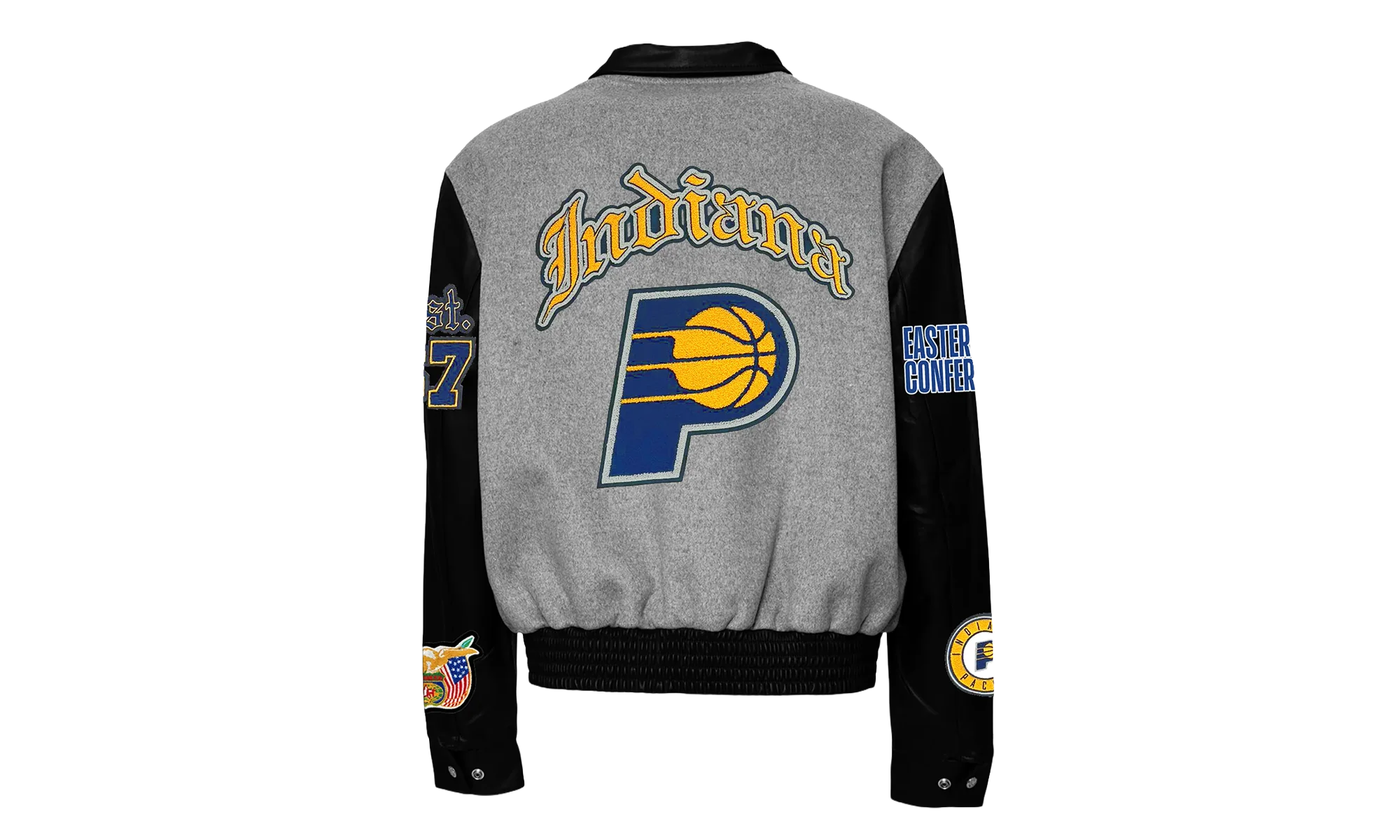 Wool & Leather Old English Varsity Jacket "Indiana Pacers" NBA 004GRY PACERS