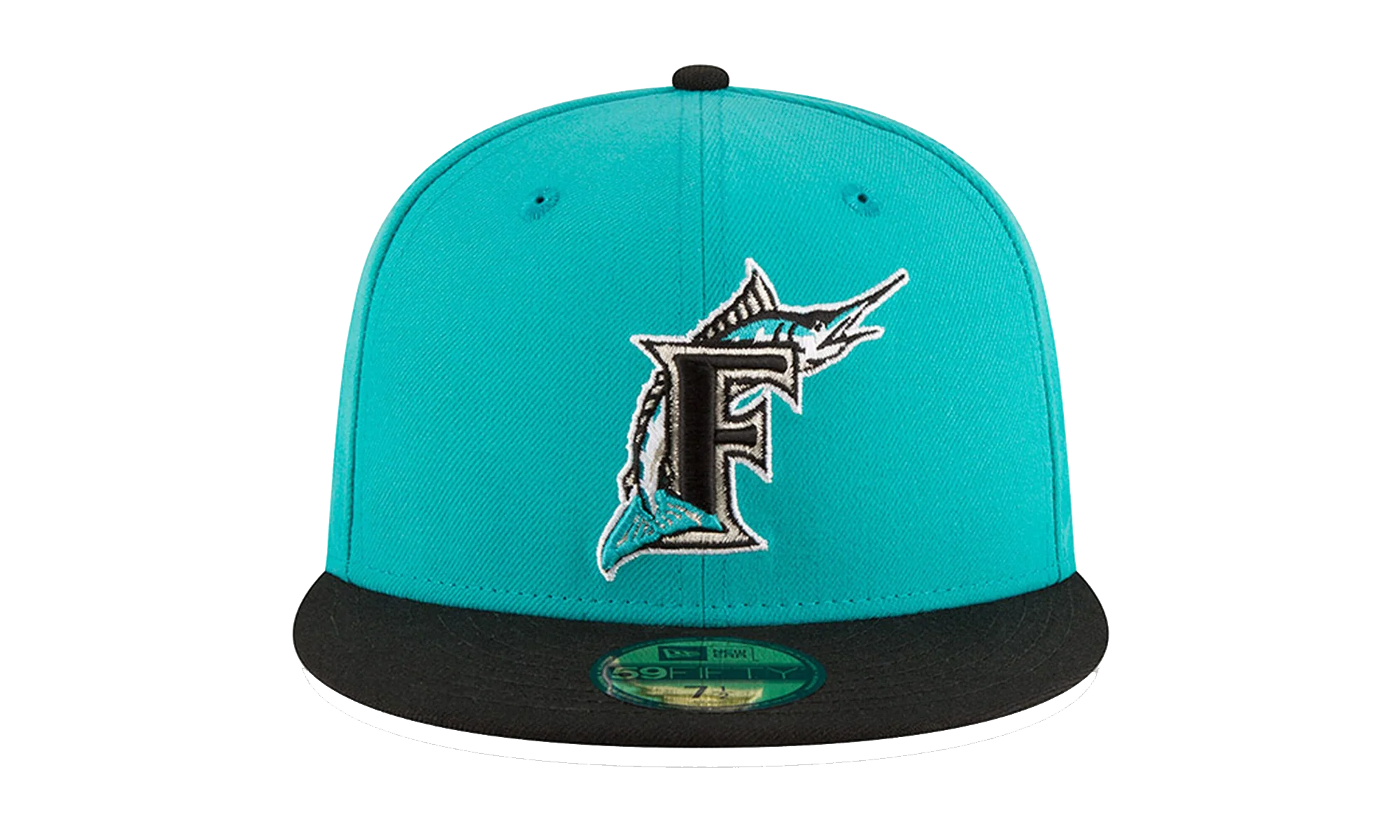59FIFTY Florida Marlins Basics 1997 World Series Patch Fitted Hat "Nitro Teal / Black" 123451289605