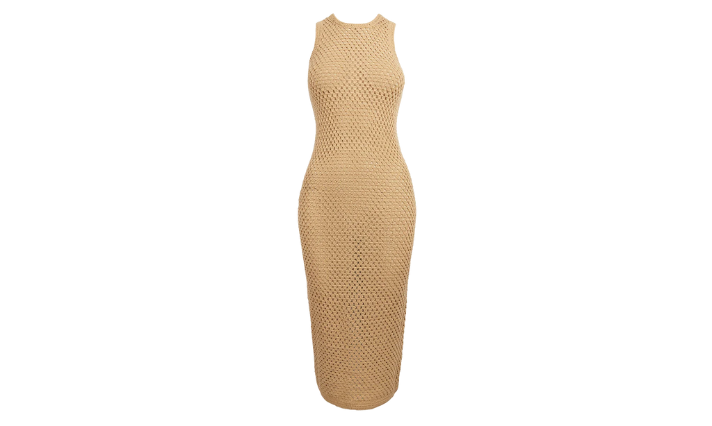 Lyra Crochet Knit Midi Dress "Brown" khw080025 252