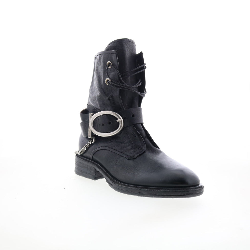 Faust Womens Black Leather Zipper Casual Dress Boots