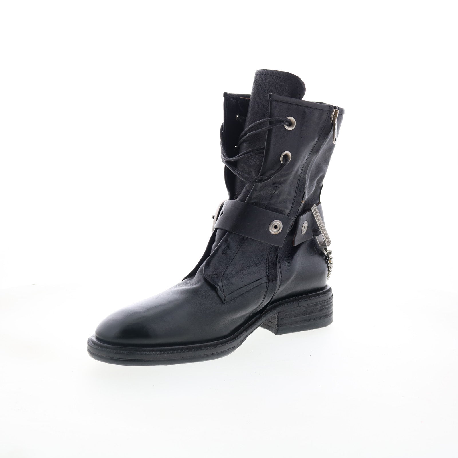 Faust Womens Black Leather Zipper Casual Dress Boots