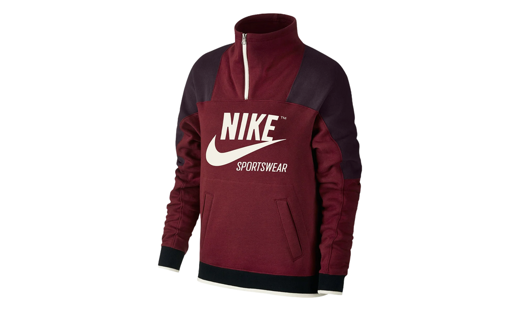 Sportswear Archive Half Zip Pullover Hoodie WMNS "Burgundy / Black" 855701 677