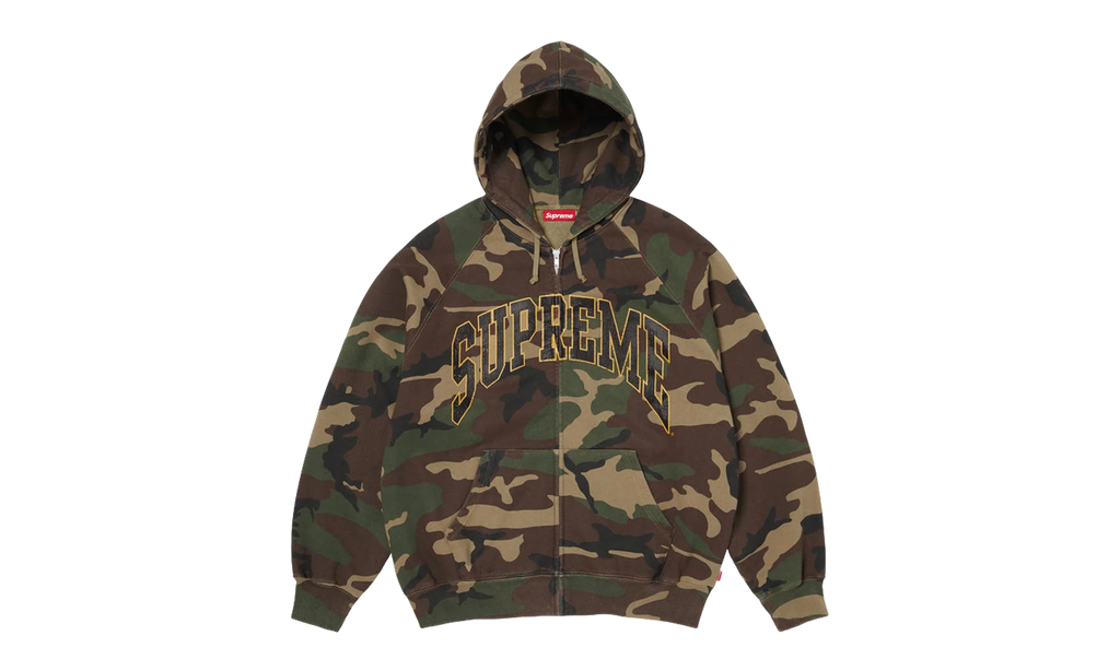 Cracked Raglan Zip Up Hooded Sweatshirt "SS26 - Woodland Camo" SU27507