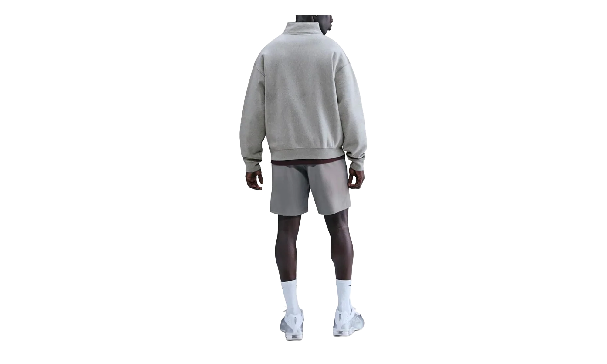 Solo Swoosh Fleece Quarter Zip Top "Dark Grey Heather / Light Smoke Grey / White" HV1094 063