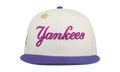 59FIFTY New York Yankees 1962 World Series Patch Fitted Hat "Stone / Purple / Pink" NE338
