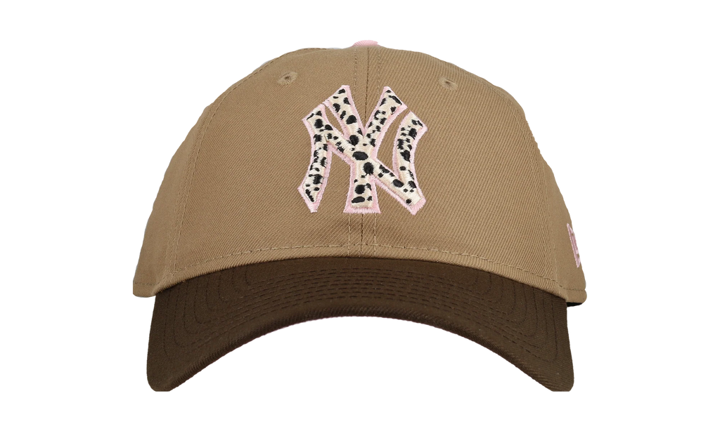 9TWENTY New York Yankees Premium Adjustable Hat "Tan / Walnut Safari Print - Pink Brim" NE333