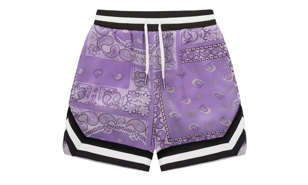 Black Paisley Silk Shorts "Purple" BBKSPSP6305MI Purple