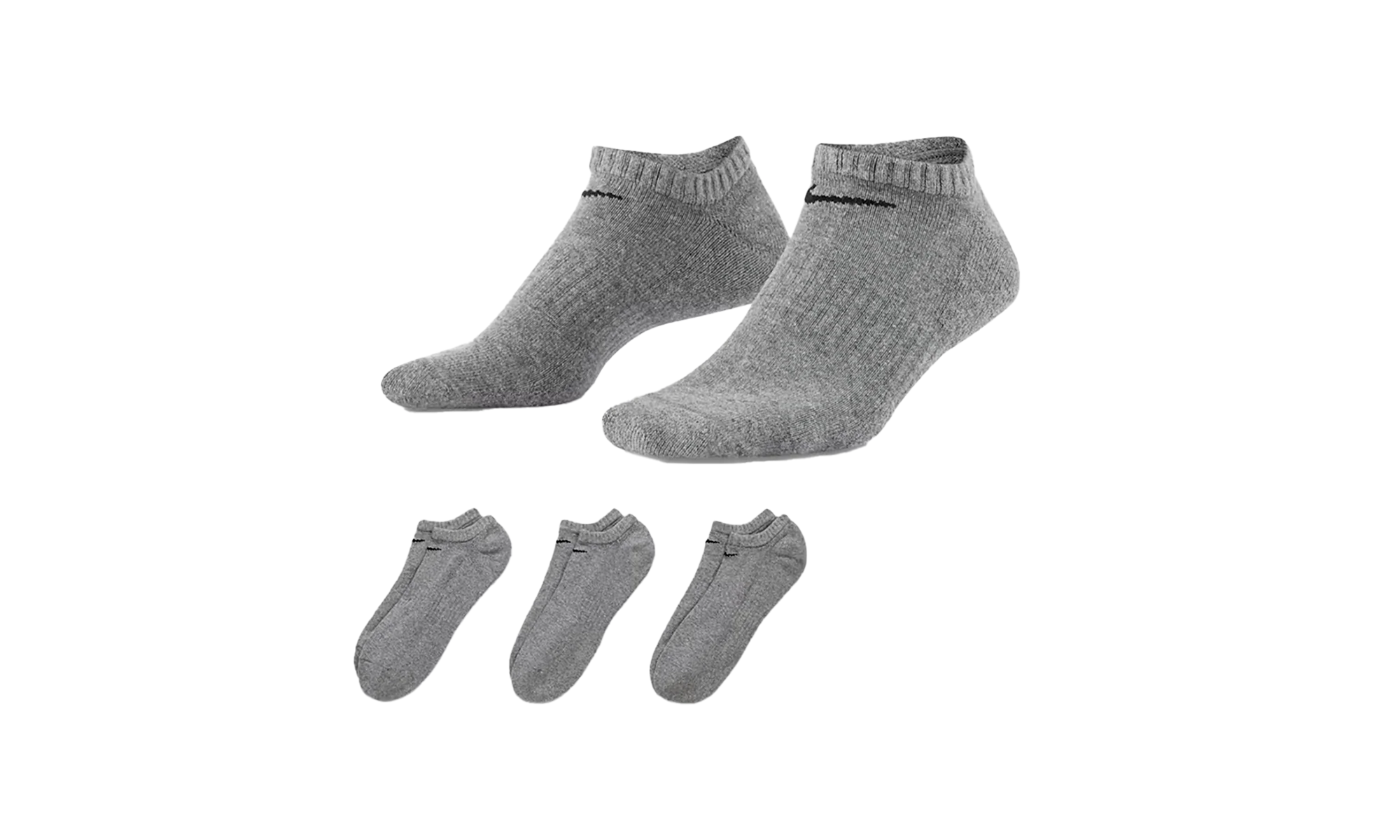 Everyday Plus Cushioned Training No-show Socks (3 Pairs) "Grey / Black" SX7673 064