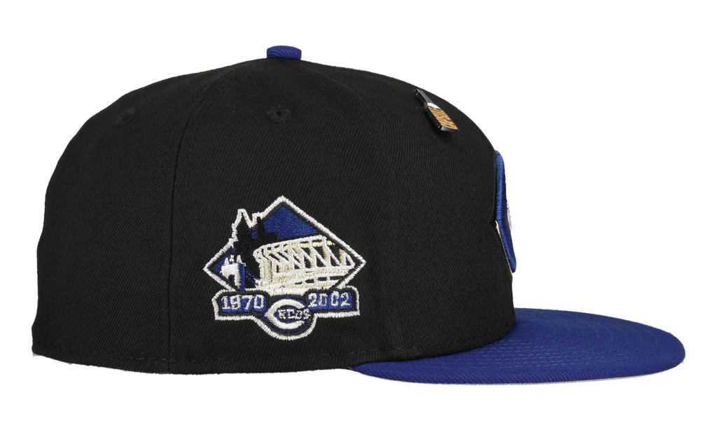 59FIFTY Cincinnati Reds New Years Collection Riverfront Stadium Patch Fitted Hat "Black / Grey" 123451293552