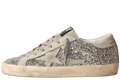 Women's Super-Star in silver glitter with ice-gray suede star