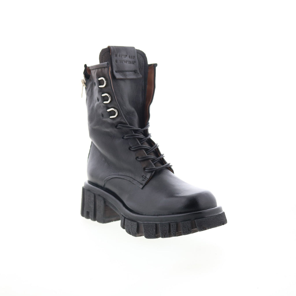 Haider Womens Black Leather Zipper Casual Dress Boots