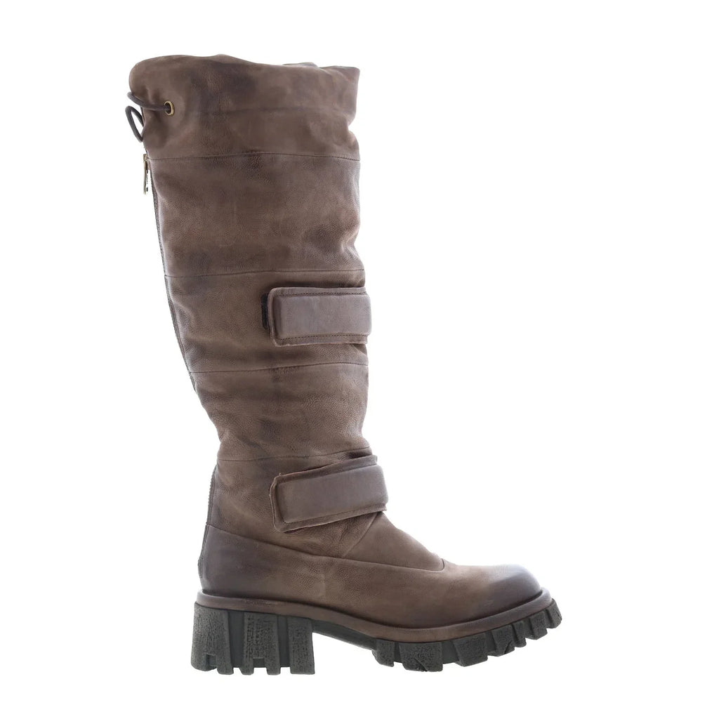Halpert Womens Brown Leather Zipper Knee High Boots