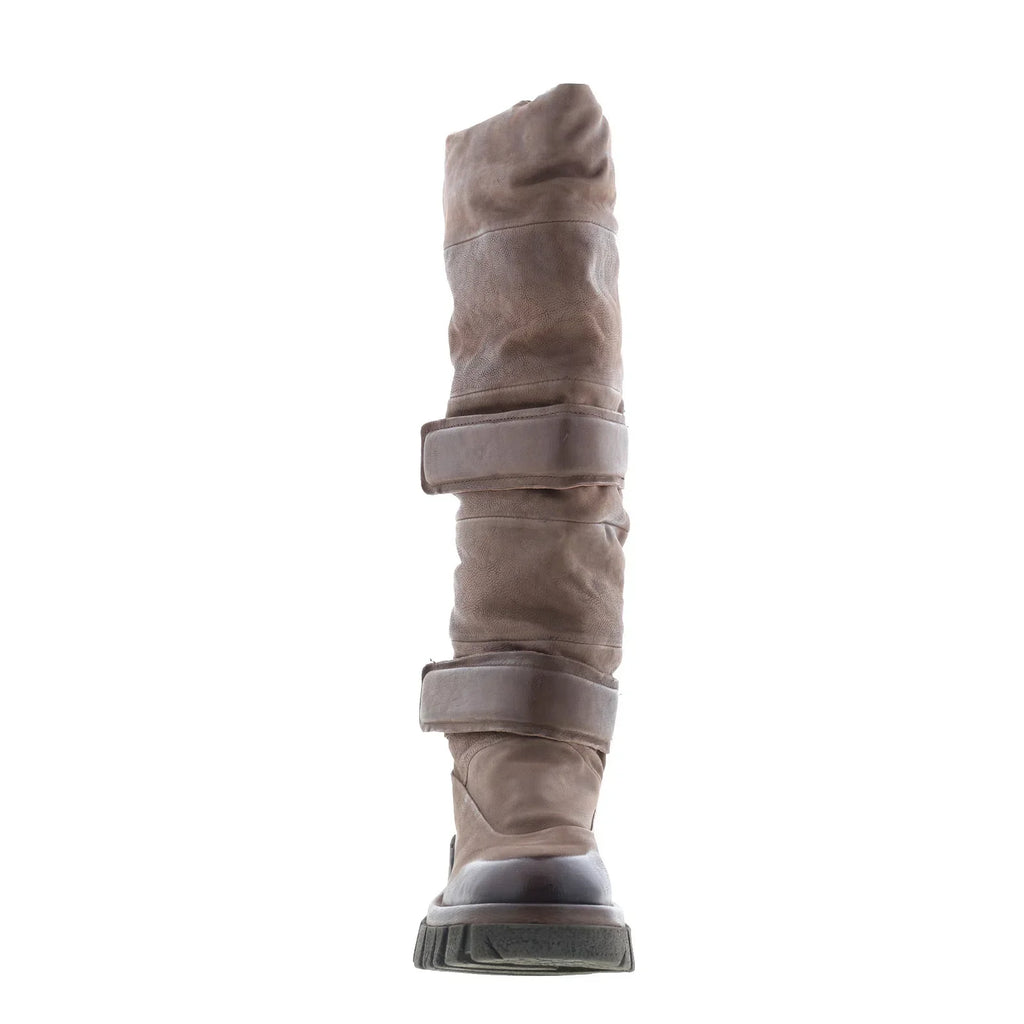Halpert Womens Brown Leather Zipper Knee High Boots